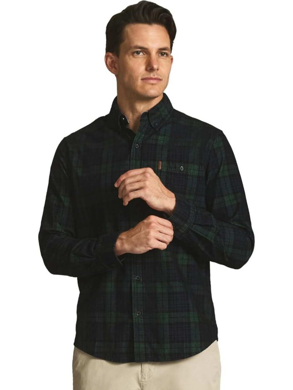 Classic Fit Long Sleeve Plaid Corduroy Shirt for Men - Stylish & Comfortable